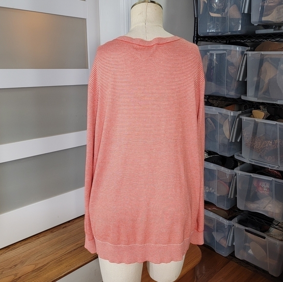 Talbots Orange Red Sparkly Stripes Button Front cardigan Size 2X - Picture 5 of 16